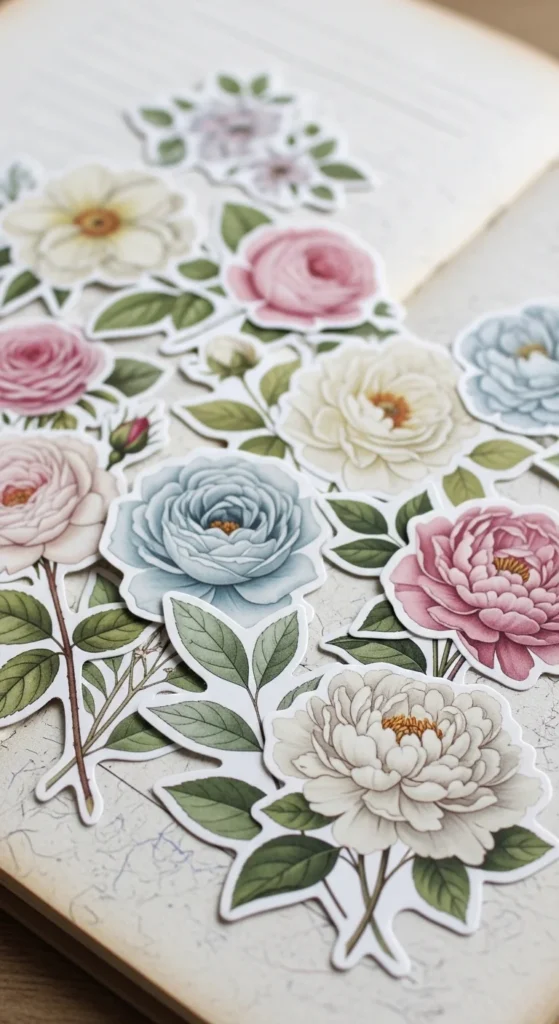  Vintage Floral Stickers