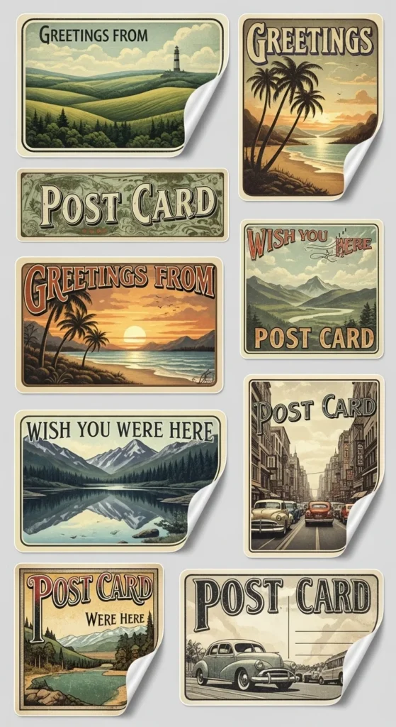 Vintage Postcard Stickers