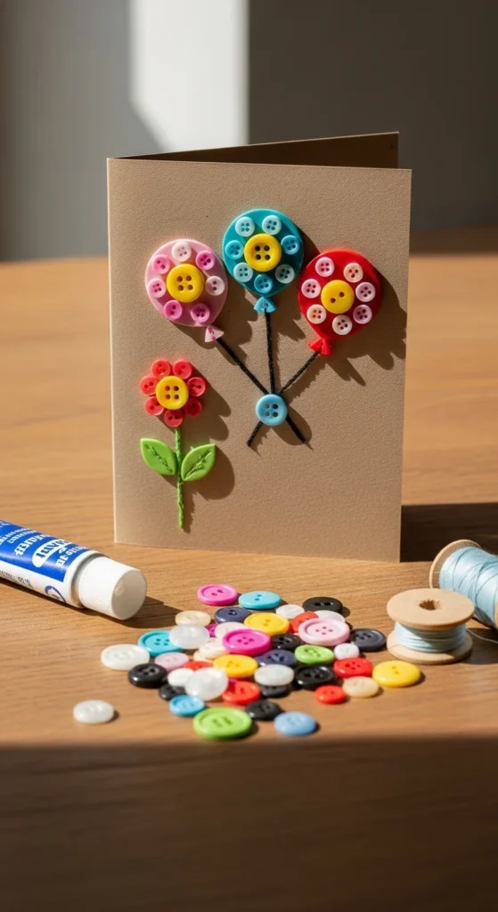 Button Art Birthday Card