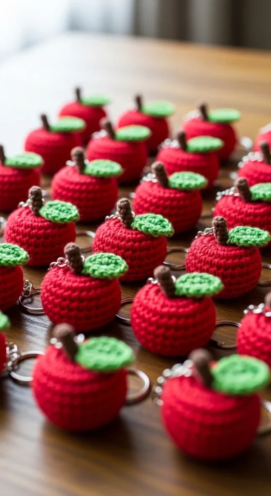 Crochet Apple Keychain