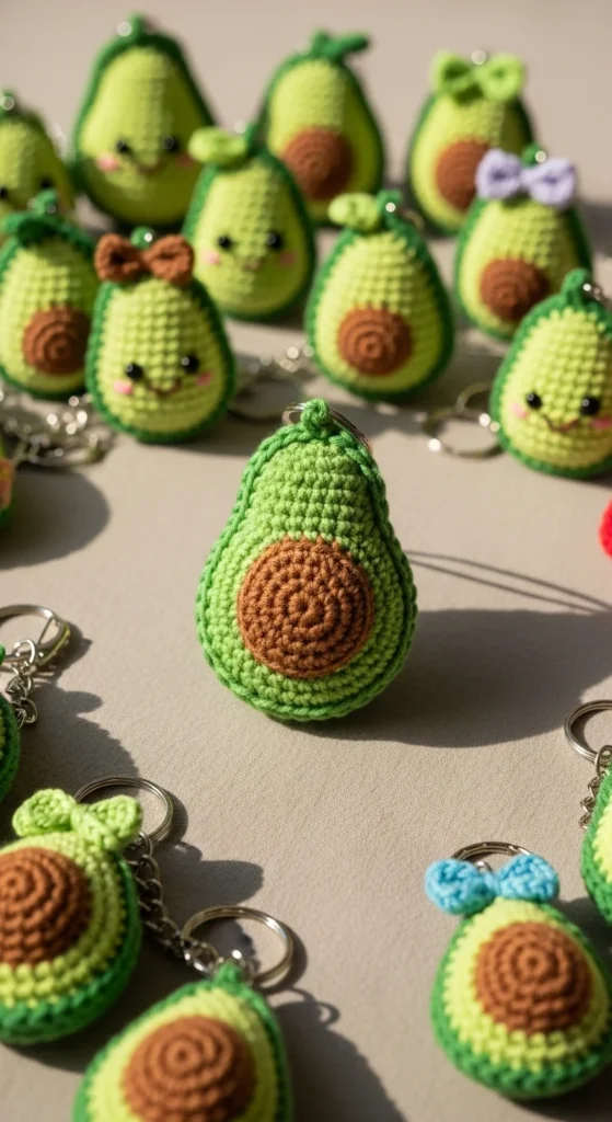 Crochet Avocado Keychain