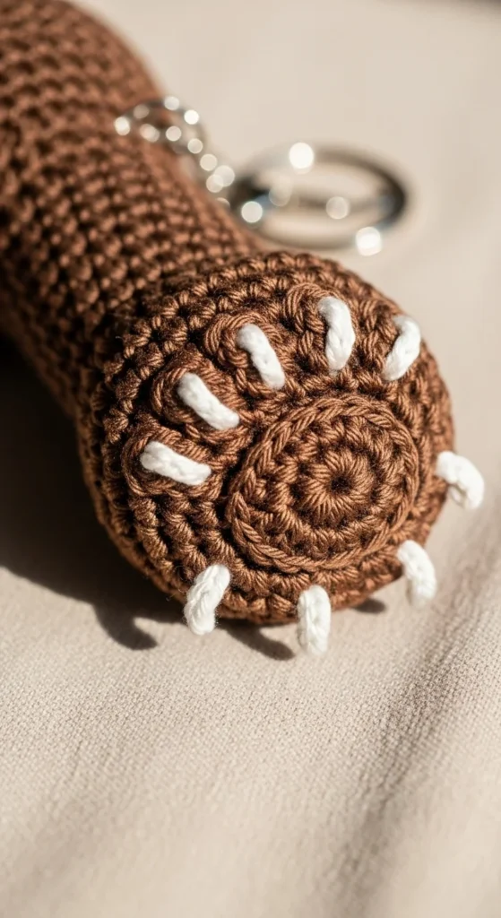 Crochet Bear Paw Keychain