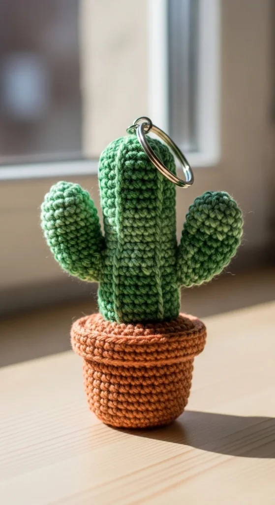 Crochet Cactus Keychain
