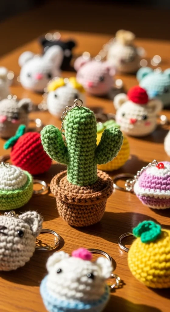 Crochet Cactus Keychain