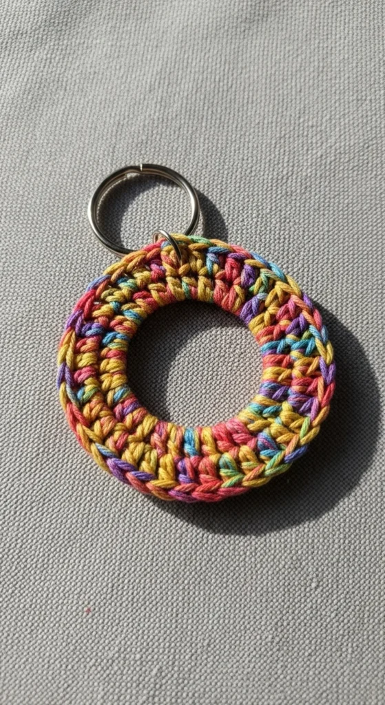Crochet Circle Disc Keychain