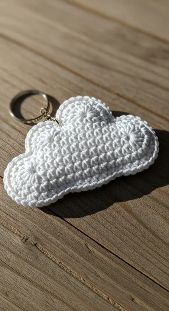 Crochet Cloud Keychain
