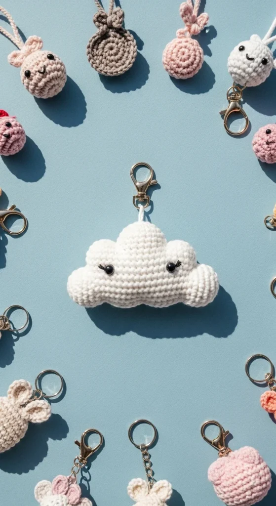 Crochet Cloud Keychain