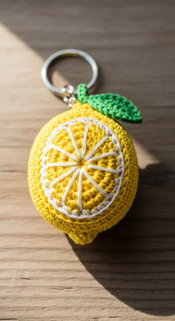 Crochet Lemon Keychain