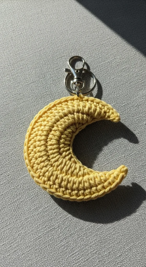 Crochet Moon Keychain