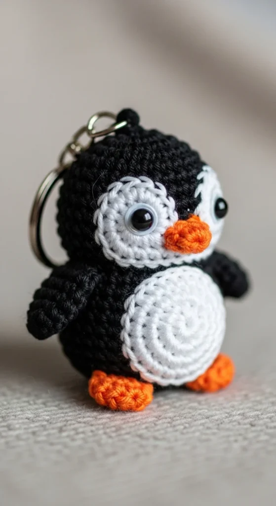 Crochet Penguin Keychain
