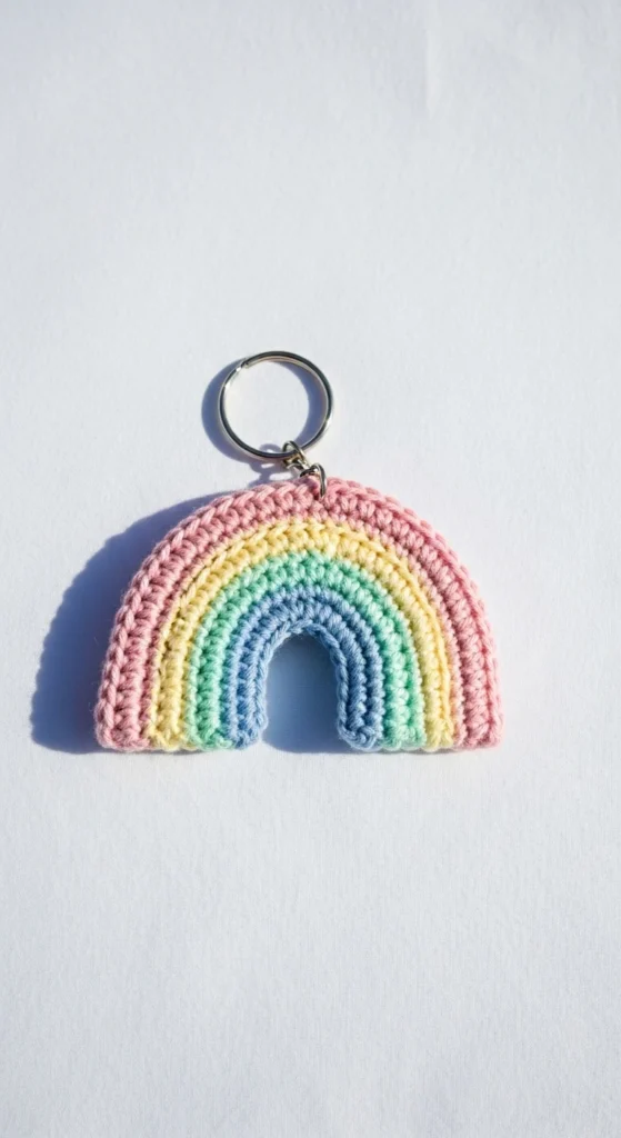 Crochet Rainbow Keychain