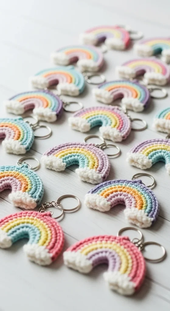 Crochet Rainbow Keychain