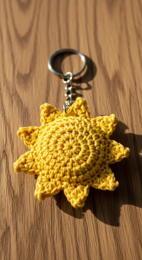 Crochet Sun Keychain
