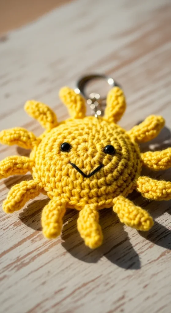 Crochet Sun Keychain