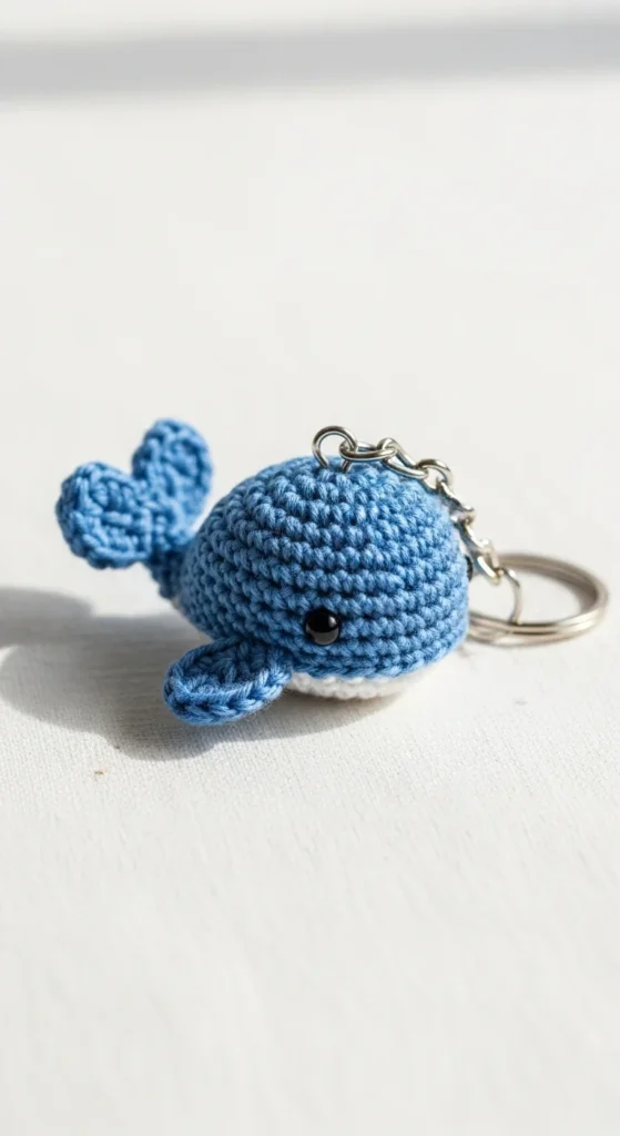 Crochet Whale Keychain
