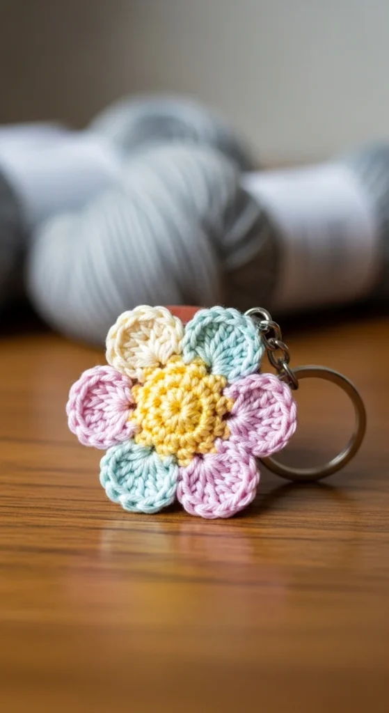 Cute Crochet Flower Keychain