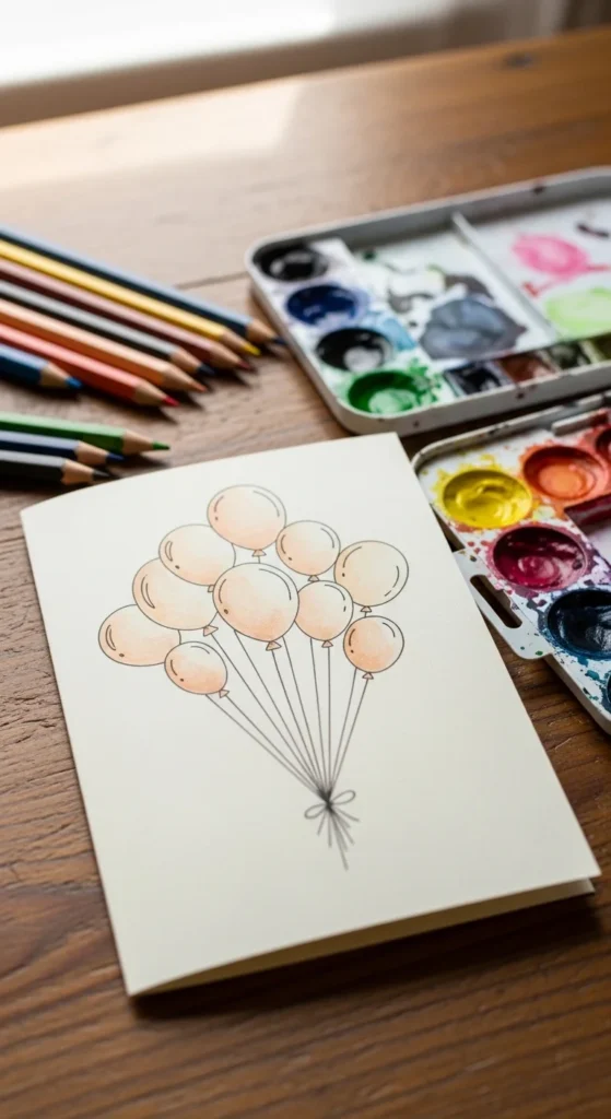 Hand-Drawn Balloon Cluster Card