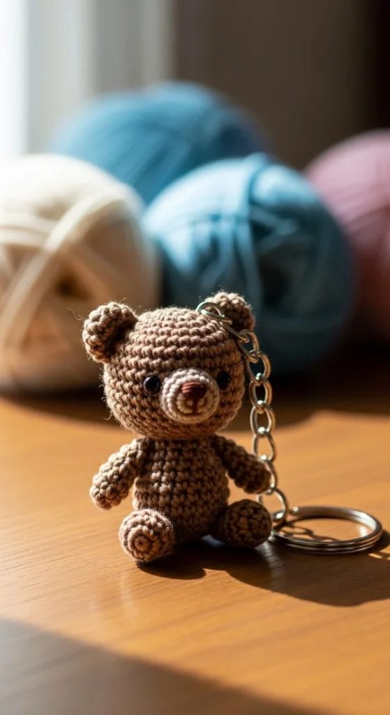 Mini Crochet Bear Keychain