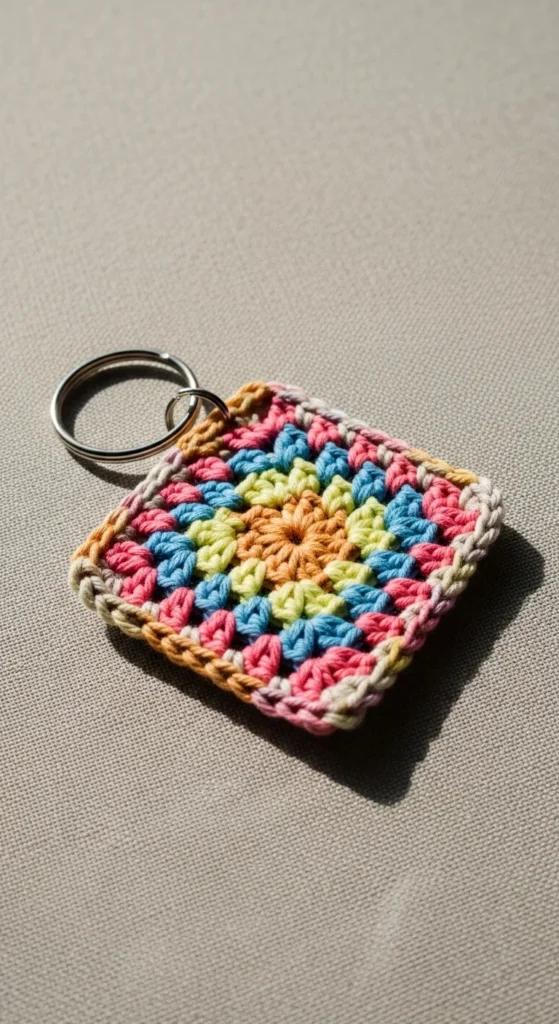 Mini Granny Square Keychain