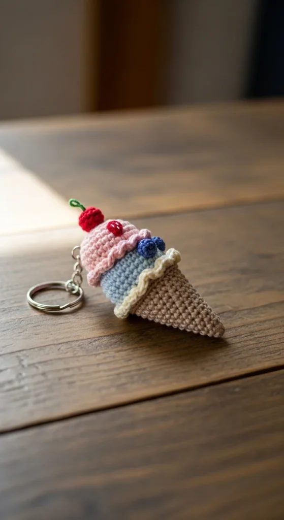 Mini Ice Cream Cone Keychain