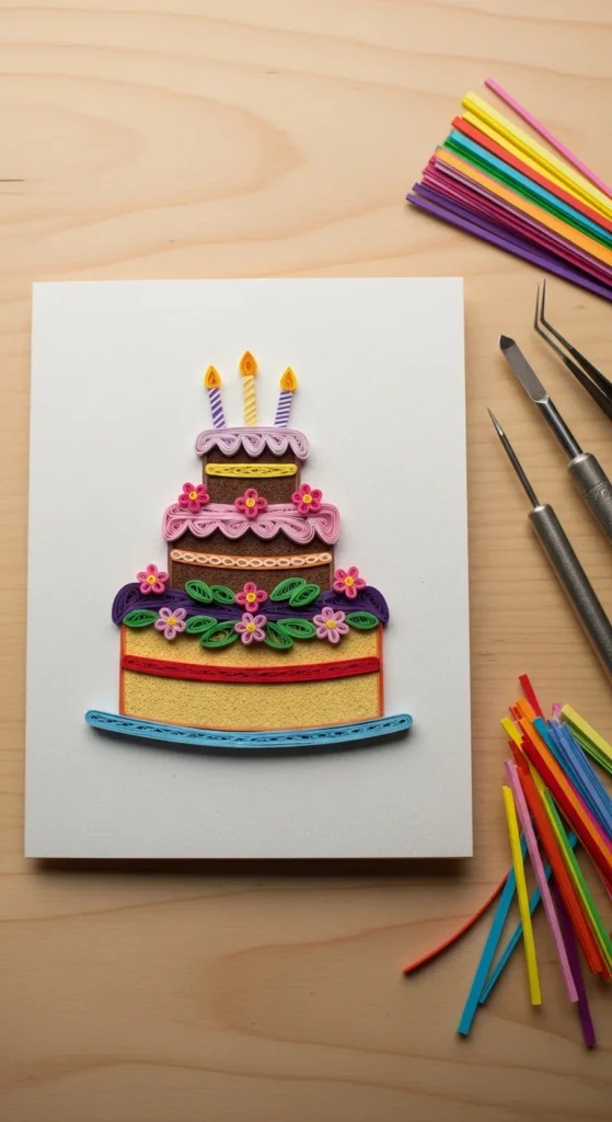 Paper Quilling Cake Card
