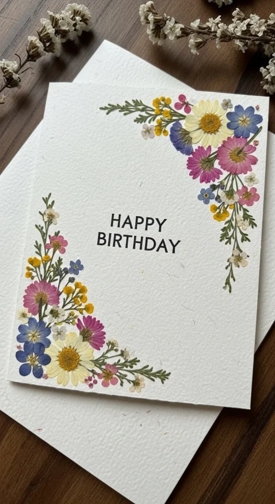 Pressed Flower Birthday Card