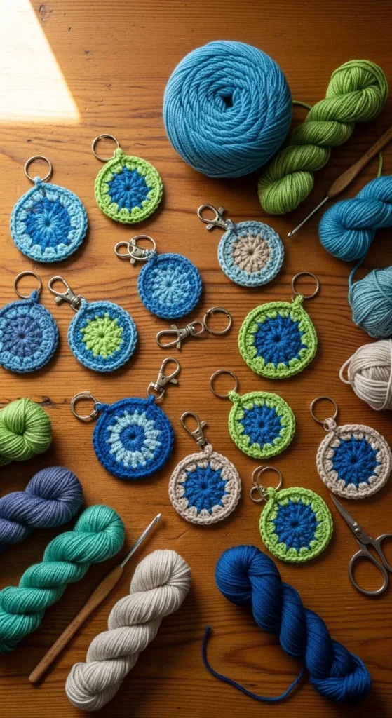 Round Circle Charm Keychain