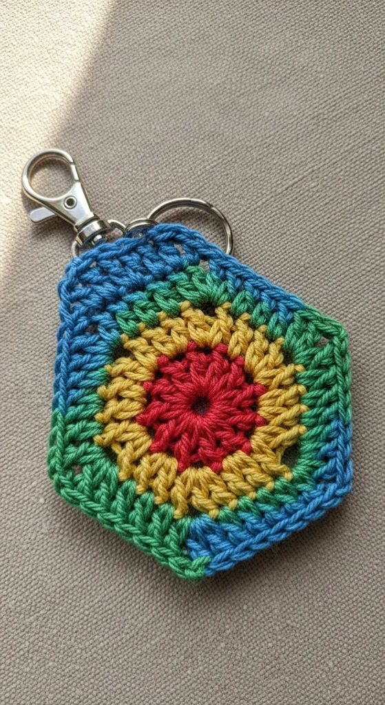 Tiny Hexagon Charm Keychain