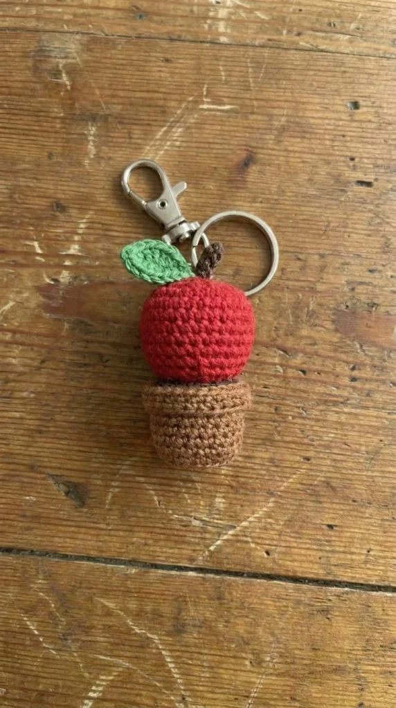 Mini Apple Crochet Keychain