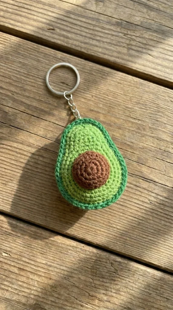 Mini Avocado Crochet Keychain