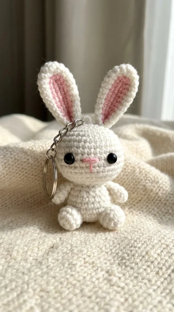 Mini Bunny Crochet Keychain
