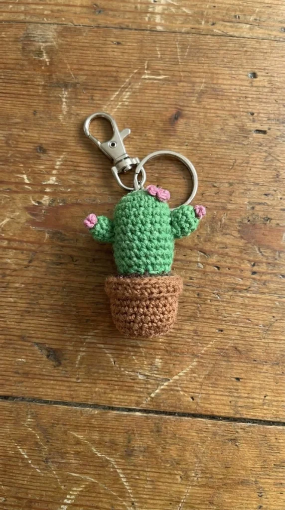 Mini Cactus Crochet Keychain