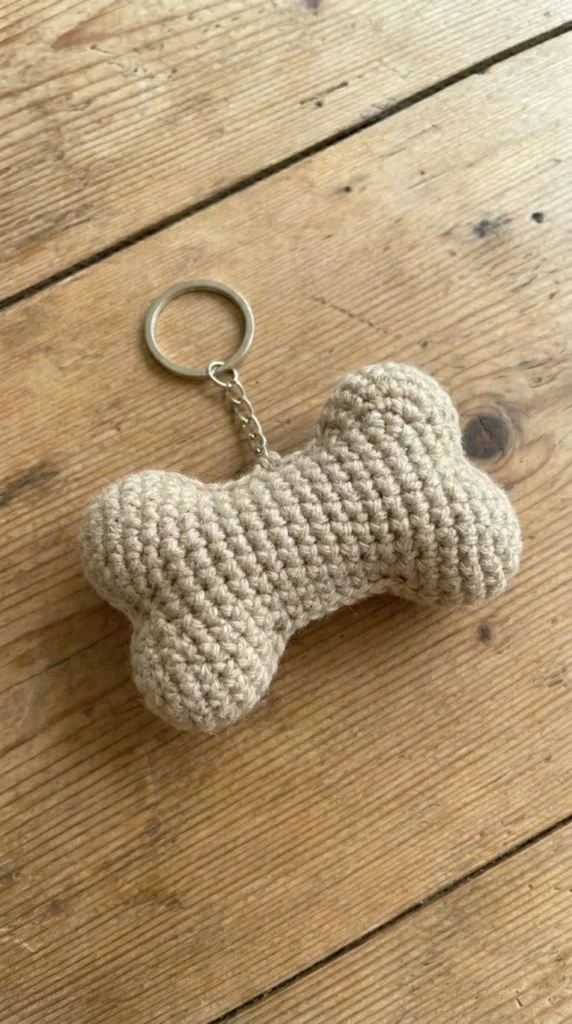 Mini Dog Bone Crochet Keychain