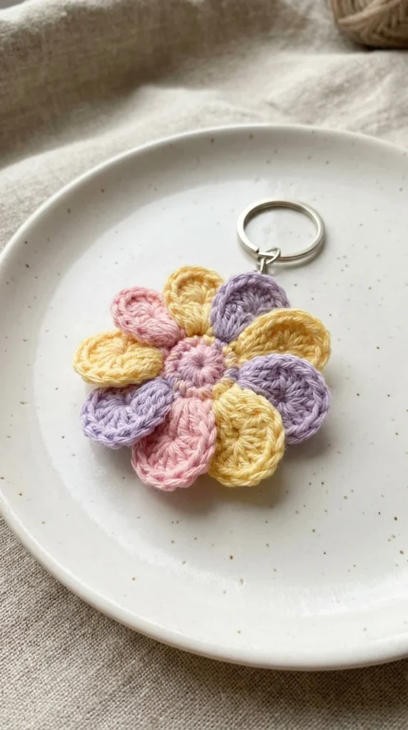 Mini Flower Crochet Keychain