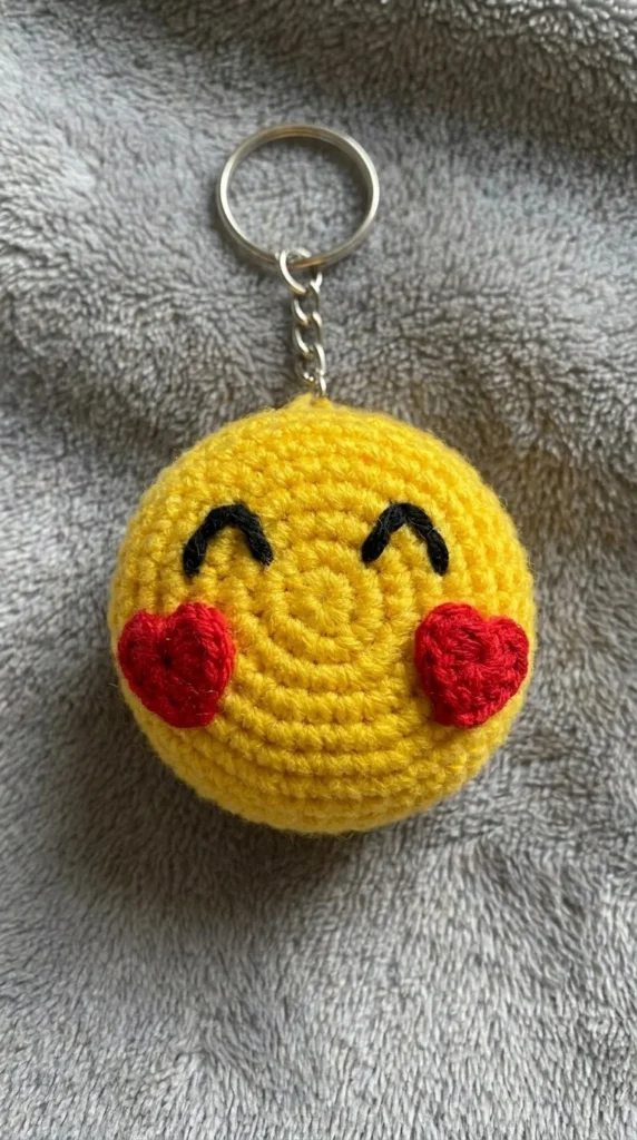 Mini Crochet Heart Keychain