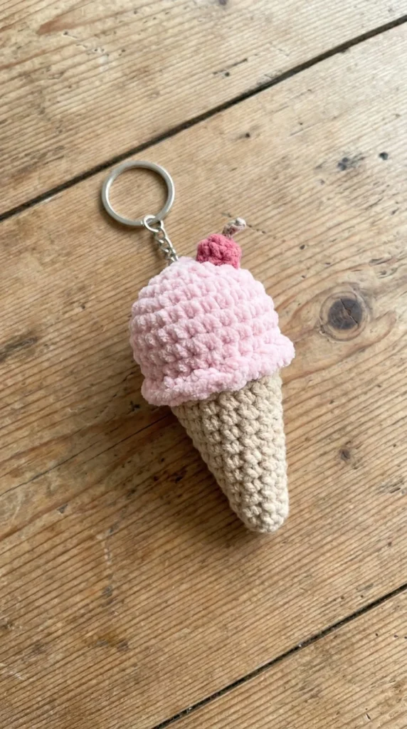 Mini Ice Cream Crochet Keychain