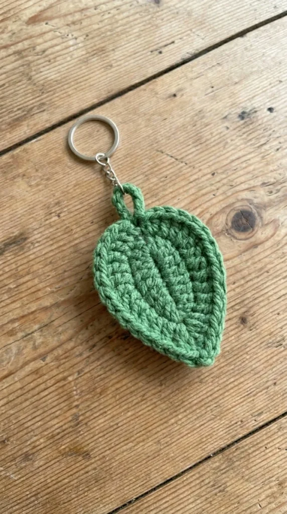 Mini Leaf Crochet Keychain