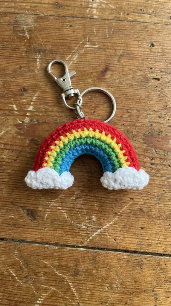 Mini Rainbow Crochet Keychain