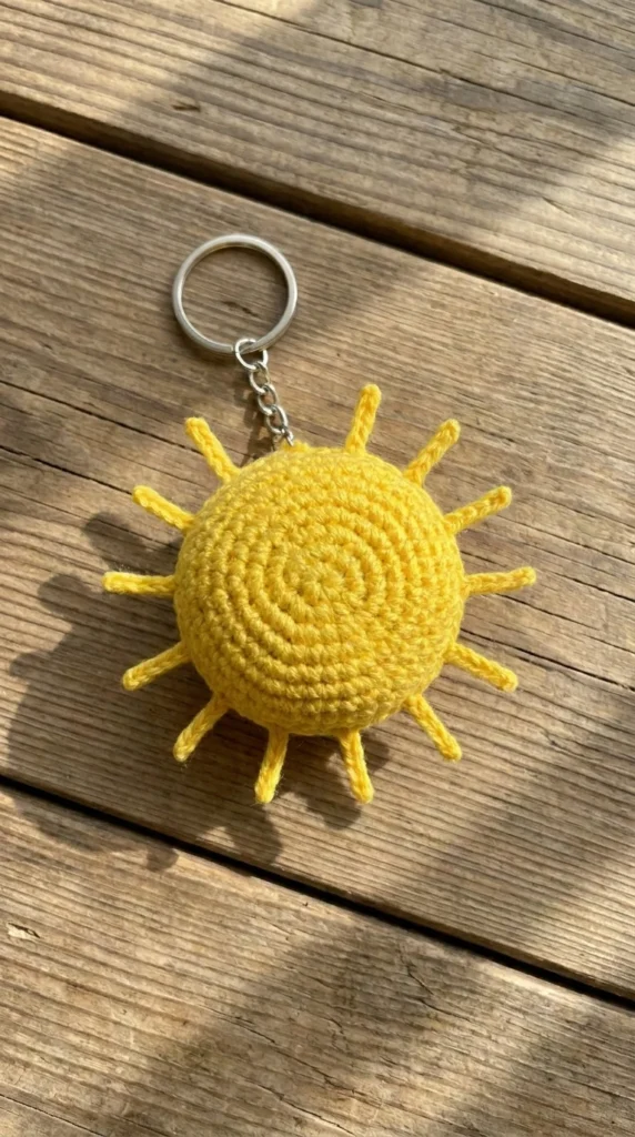 Mini Sun Crochet Keychain
