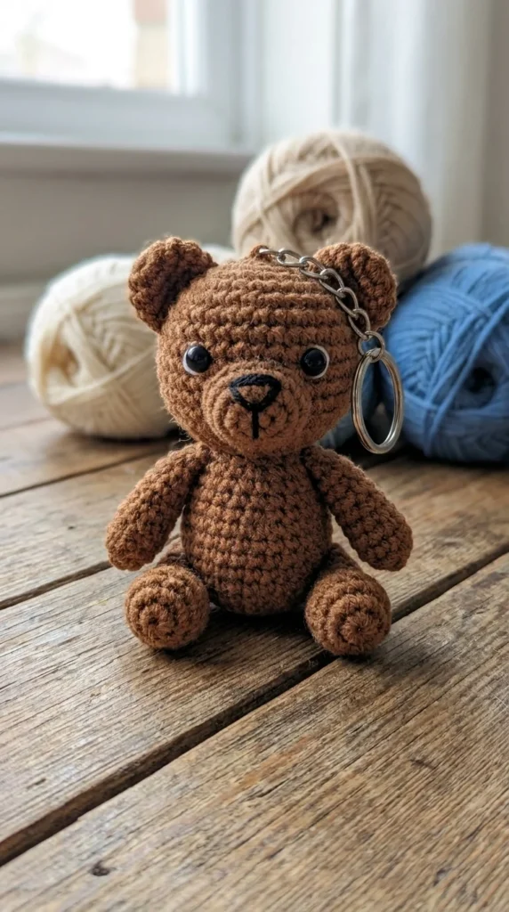 Mini Teddy Bear Crochet Keychain
