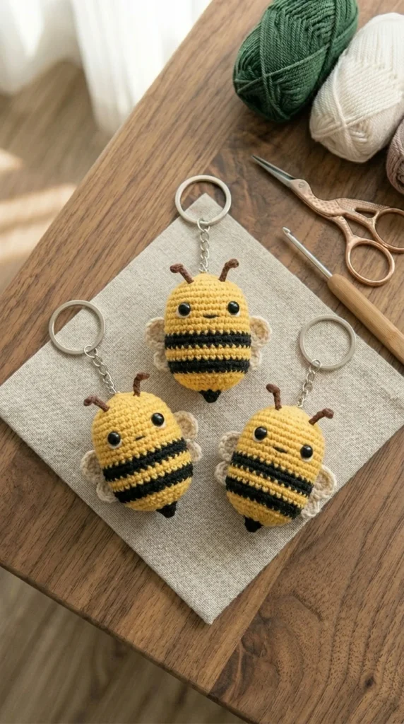 Crochet Bee Keychain