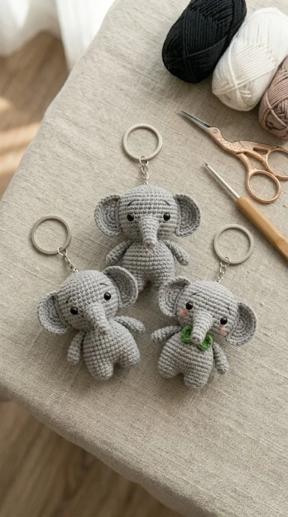 Crochet Elephant Keychain