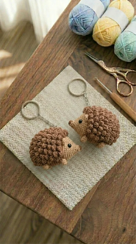 Crochet Hedgehog Keychain
