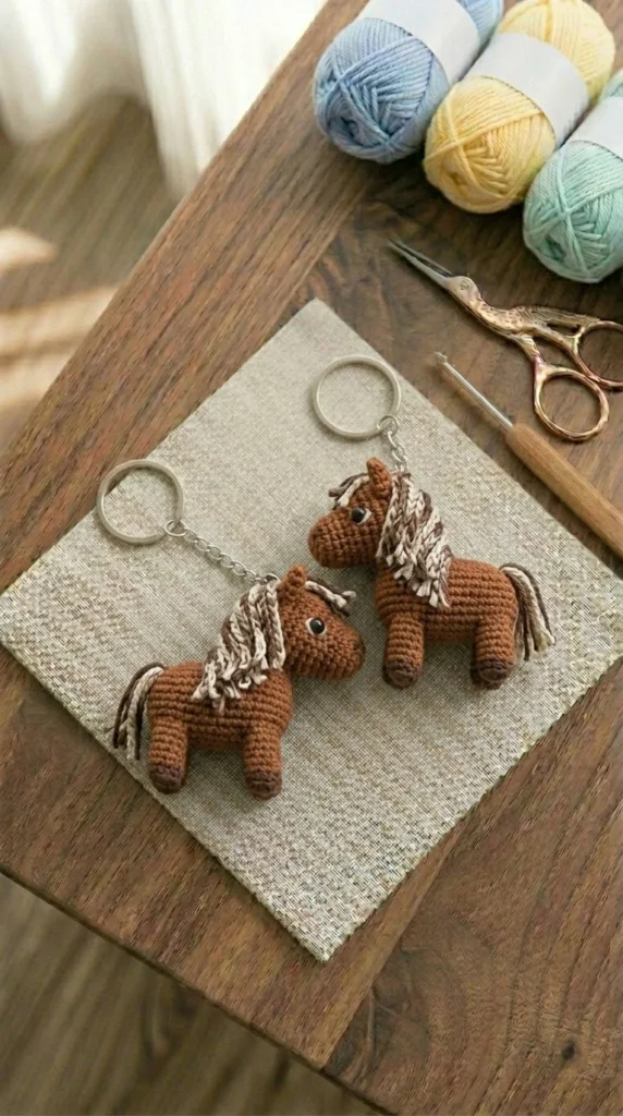 Crochet Horse Keychain