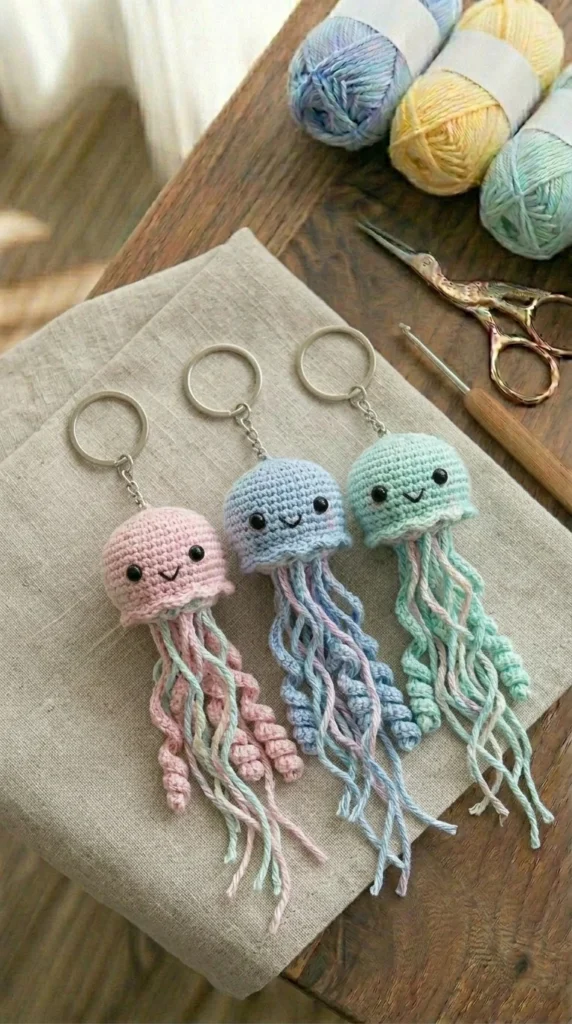  Crochet Jellyfish Keychain