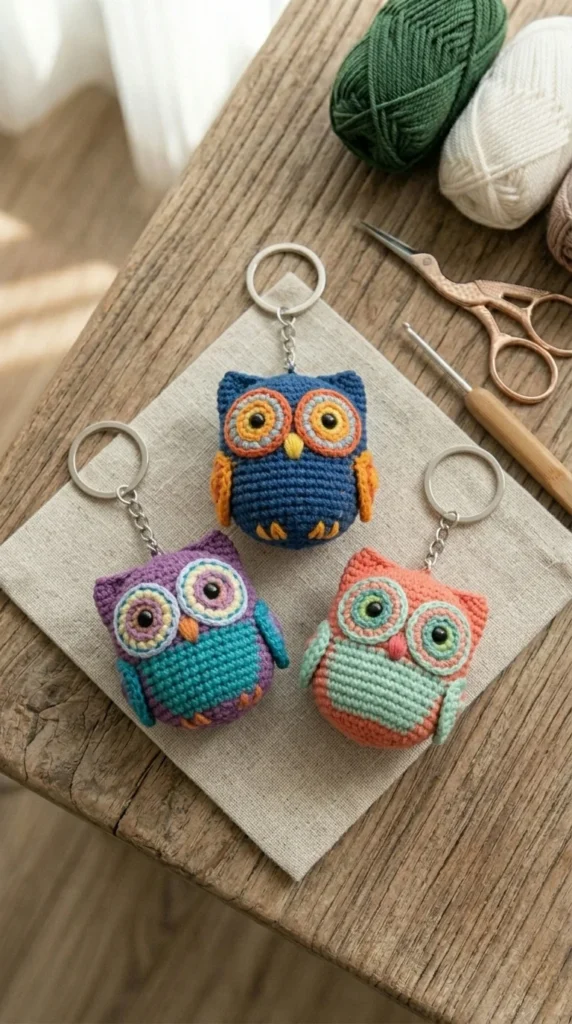 Crochet Owl Keychain