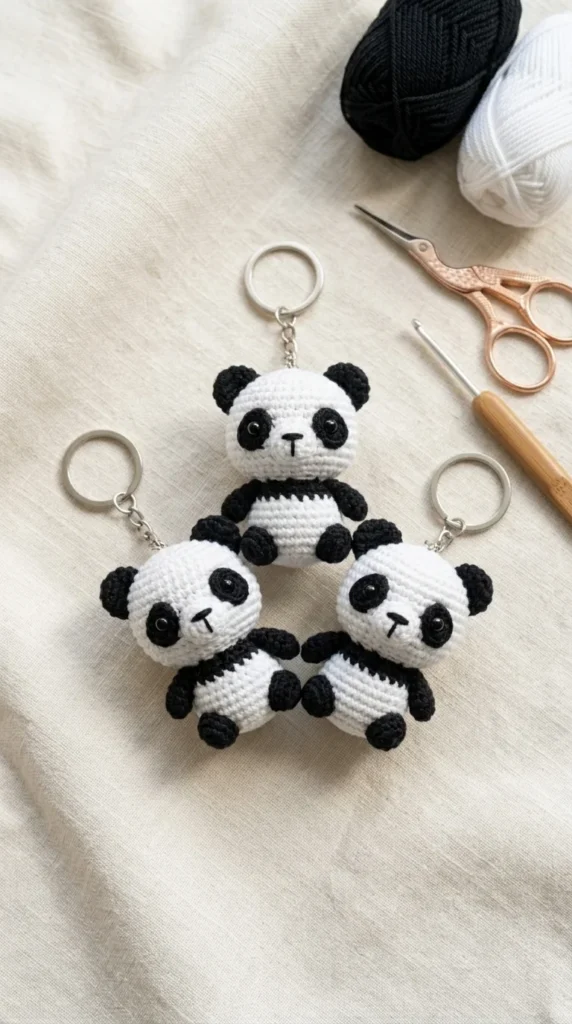 Crochet Panda Keychain