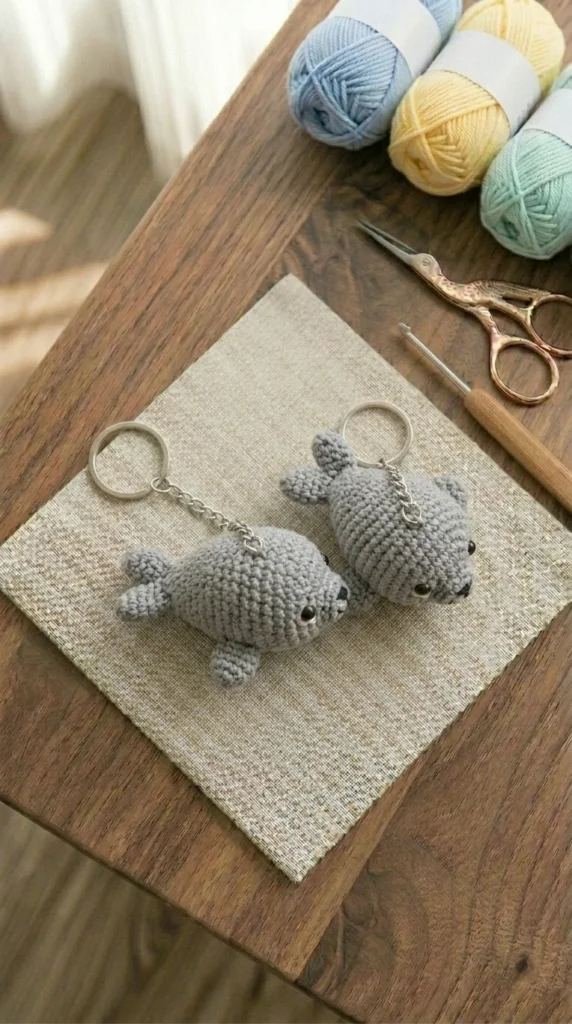  Crochet Seal Keychain