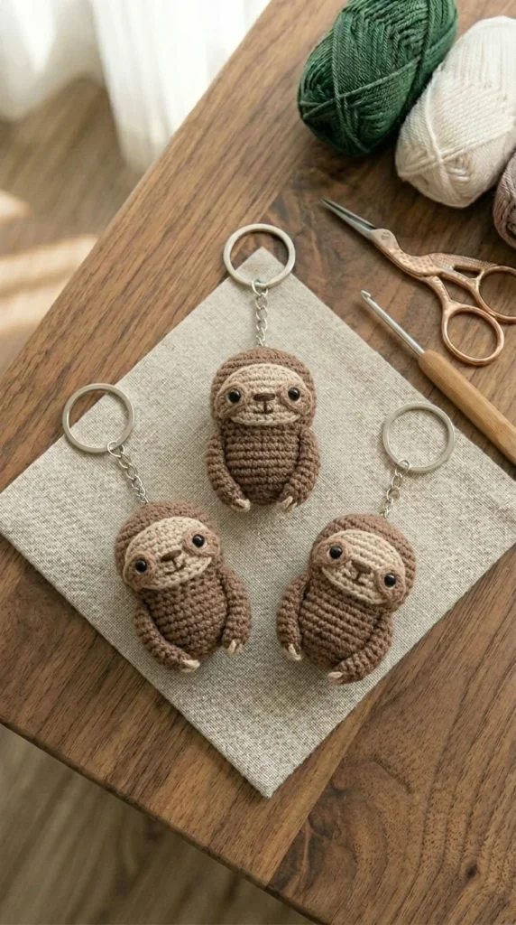 Crochet Sloth Keychain
