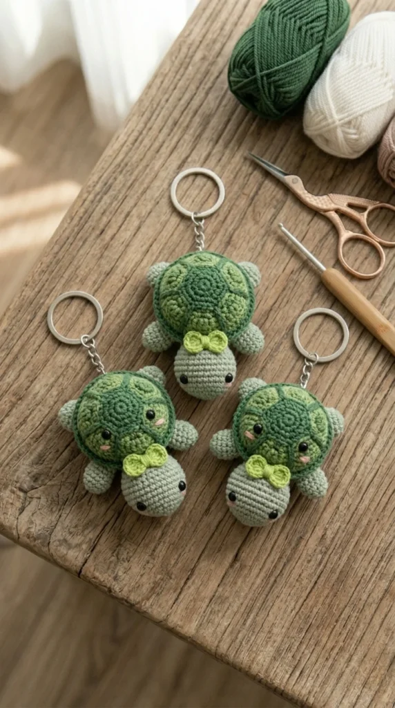 Crochet Turtle Keychain